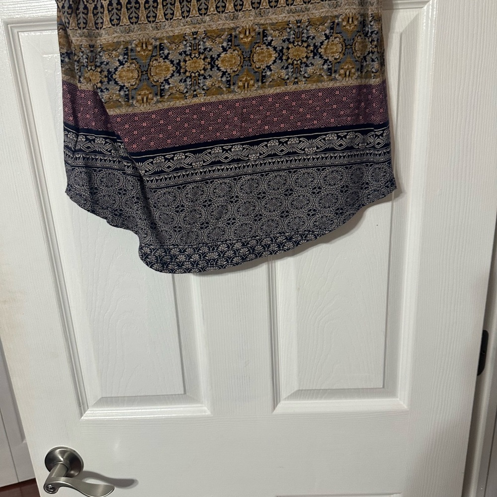 Lucky Brand Boho Print Blouse with Ruffle Trim - Picture 9 of 13